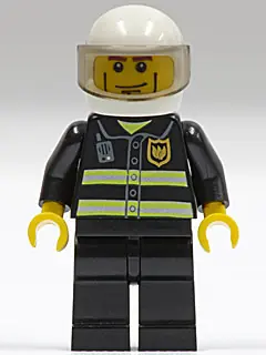 CTY0062:  Fire - Reflective Stripes, Black Legs, White Standard Helmet, Cheek Lines