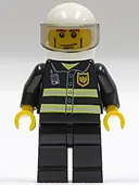 Minifigurka: CTY0062:  Fire - Reflective Stripes, Black Legs, White Standard Helmet, Cheek Lines