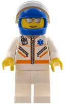 Minifigurka: CTY0081:  Doctor - Male, Jacket with Zipper and EMT Star of Life, White Legs, Blue Helmet, Trans-Brown Visor, Silver Sunglasses