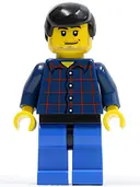 Minifigurka: CTY0083:  Plaid Button Shirt, Blue Legs, Black Male Hair, Smirk and Stubble Beard