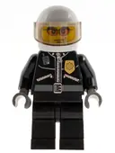 Minifigurka: CTY0102:  Police - City Leather Jacket with Gold Badge, White Helmet, Trans-Brown Visor, Orange Sunglasses