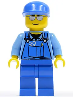 CTY0114:  Overalls with Tools in Pocket Blue, Blue Cap, Silver Sunglasses
