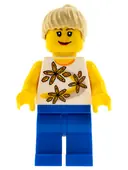 Minifigurka: CTY0130:  Yellow Flowers - Tan Ponytail, Blue Legs