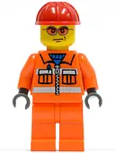 Minifigurka: CTY0132:  Construction Worker - Orange Zipper, Safety Stripes, Orange Arms, Orange Legs, Red Construction Helmet, Orange Glasse
