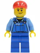Minifigurka: CTY0134A:  Farm Hand, Blue Overalls, Short Bill Cap