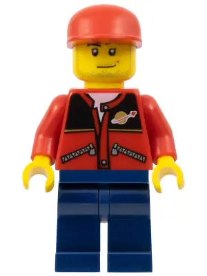 CTY0142:  Red Jacket with Zipper Pockets and Classic Space Logo, Dark Blue Legs, Red Cap