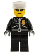 Minifigurka: CTY0174:  Police - City Leather Jacket with Gold Badge, White Hat, Dark Blue Sunglasses