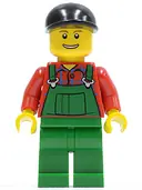 Minifigurka: CTY0176:  Overalls Farmer Green, Black Short Bill Cap