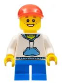 Minifigurka: CTY0192:  Child - Boy, White Hoodie with Medium Blue Pocket, Blue Short Legs, Red Cap, Freckles
