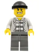 Minifigurka: CTY0206:  Police - Jail Prisoner Jacket over Prison Stripes, Dark Bluish Gray Legs, Black Knit Cap, Gold Tooth