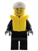 Minifigurka: CTY0207:  Police - City Leather Jacket with Gold Badge and 'POLICE' on Back, White Short Bill Cap, Life Jacket