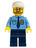 Minifigurka: CTY0219:  Police - City Shirt with Dark Blue Tie and Gold Badge, Dark Blue Legs, White Short Bill Cap