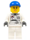 Minifigurka: CTY0225:  Spacesuit, White Legs, Blue Short Bill Cap, Eyelashes