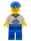 Minifigurka: CTY0234:  White Hoodie with Medium Blue Pocket, Blue Legs, Blue Short Bill Cap