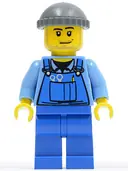 Minifigurka: CTY0247:  Overalls with Tools in Pocket Blue, Dark Bluish Gray Knit Cap