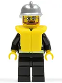 Minifigurka: CTY0251:  Fire - Reflective Stripes, Black Legs, Silver Fire Helmet, Beard and Glasses, Life Jacket