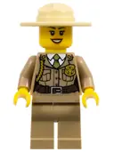 Minifigurka: CTY0263:  Forest Police - Dark Tan Jacket with Pockets, Gold Badge and Braid, Olive Green Tie, Dark Tan Legs, Campaign Hat