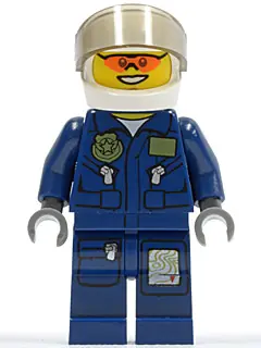 CTY0267:  Forest Police - Helicopter Pilot, Dark Blue Flight Suit with Badge, Helmet