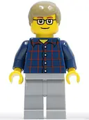 Minifigurka: CTY0270:  Plaid Button Shirt, Light Bluish Gray Legs, Dark Tan Male Hair, Glasses
