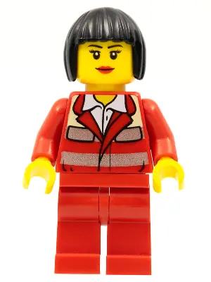 CTY0271:  Paramedic - Red Uniform, Female, Black Bob Cut Hair