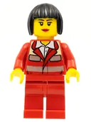 Minifigurka: CTY0271:  Paramedic - Red Uniform, Female, Black Bob Cut Hair
