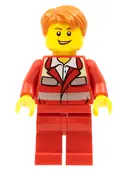 Minifigurka: CTY0272:  Paramedic - Red Uniform, Male, Tousled Hair