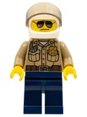 Minifigurka: CTY0276:  Forest Police - Dark Tan Shirt with Pockets, Radio and Gold Badge, Dark Blue Legs, White Helmet with Visor, Black and Silver Sunglasses