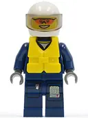Minifigurka: CTY0277:  Forest Police - Helicopter Pilot, Dark Blue Flight Suit with Badge, Helmet, Life Jacket Center Buckle, Orange Sunglasses
