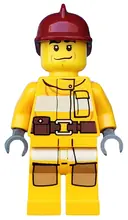 Minifigurka: CTY0286:  Fire - Bright Light Orange Fire Suit with Utility Belt, Dark Red Fire Helmet