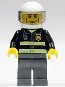 Minifigurka: CTY0303:  Fire - Reflective Stripes, Dark Bluish Gray Legs, White Standard Helmet, Cheek Lines