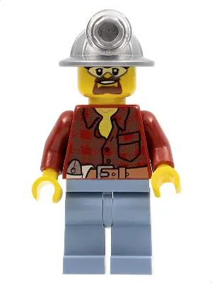 CTY0309:  Flannel Shirt with Pocket and Belt, Sand Blue Legs, Mining Helmet, Safety Goggles