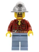 Minifigurka: CTY0309:  Flannel Shirt with Pocket and Belt, Sand Blue Legs, Mining Helmet, Safety Goggles