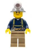 Minifigurka: CTY0311:  Miner - Shirt with Harness and Wrench, Dark Tan Legs, Mining Helmet, Sweat Drops