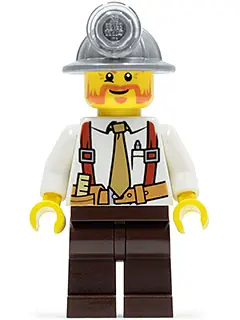 CTY0322:  Miner - Shirt with Tie and Suspenders, Mining Helmet, Beard