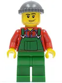 Minifigurka: CTY0326:  Overalls Farmer Green, Dark Bluish Gray Knit Cap