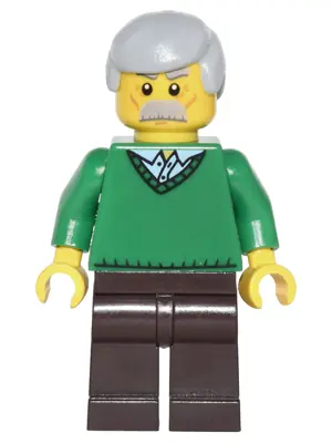 CTY0330:  Green V-Neck Sweater, Dark Brown Legs, Light Bluish Gray Male Hair