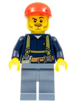 CTY0333:  Miner - Shirt with Harness and Wrench, Sand Blue Legs, Red Short Bill Cap