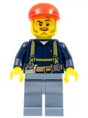 Minifigurka: CTY0333:  Miner - Shirt with Harness and Wrench, Sand Blue Legs, Red Short Bill Cap