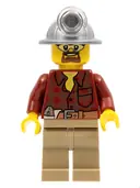 Minifigurka: CTY0334:  Flannel Shirt with Pocket and Belt, Dark Tan Legs, Mining Helmet, Safety Goggles