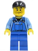 Minifigurka: CTY0335:  Overalls with Tools in Pocket Blue, Black Short Bill Cap, Chin Dimple
