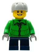 Minifigurka: CTY0336:  Winter Jacket Zipper, Dark Blue Short Legs, Light Bluish Gray Sports Helmet