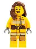 Minifigurka: CTY0337:  Fire - Bright Light Orange Fire Suit with Utility Belt, Reddish Brown Female Hair over Shoulder