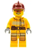 Minifigurka: CTY0338:  Fire - Bright Light Orange Fire Suit with Utility Belt, Dark Red Fire Helmet, Orange Sunglasses