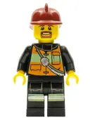 Minifigurka: CTY0342:  Fire - Reflective Stripe Vest with Pockets and Shoulder Strap, Dark Red Fire Helmet
