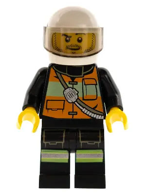 CTY0344:  Fire - Reflective Stripe Vest with Pockets and Shoulder Strap, White Helmet