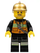 Minifigurka: CTY0345:  Fire Chief - Reflective Stripes with Pockets and Shoulder Strap, Gold Fire Helmet