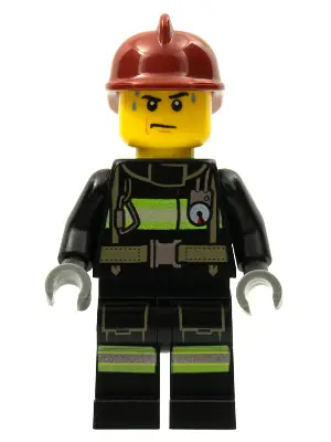 CTY0351:  Fire - Reflective Stripes with Utility Belt, Dark Red Fire Helmet, Sweat Drops
