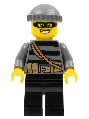 CTY0358:  Police - City Burglar, Dark Bluish Gray Knit Cap, Mask