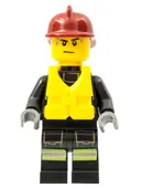 Minifigurka: CTY0372:  Fire - Reflective Stripes with Utility Belt, Dark Red Fire Helmet, Life Jacket Center Buckle