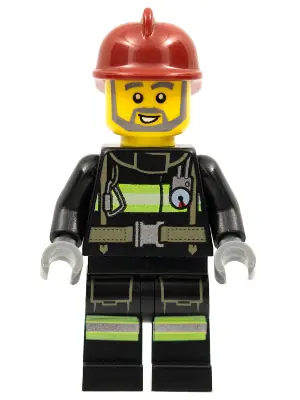 CTY0381:  Fire - Reflective Stripes with Utility Belt, Dark Red Fire Helmet, Gray Beard